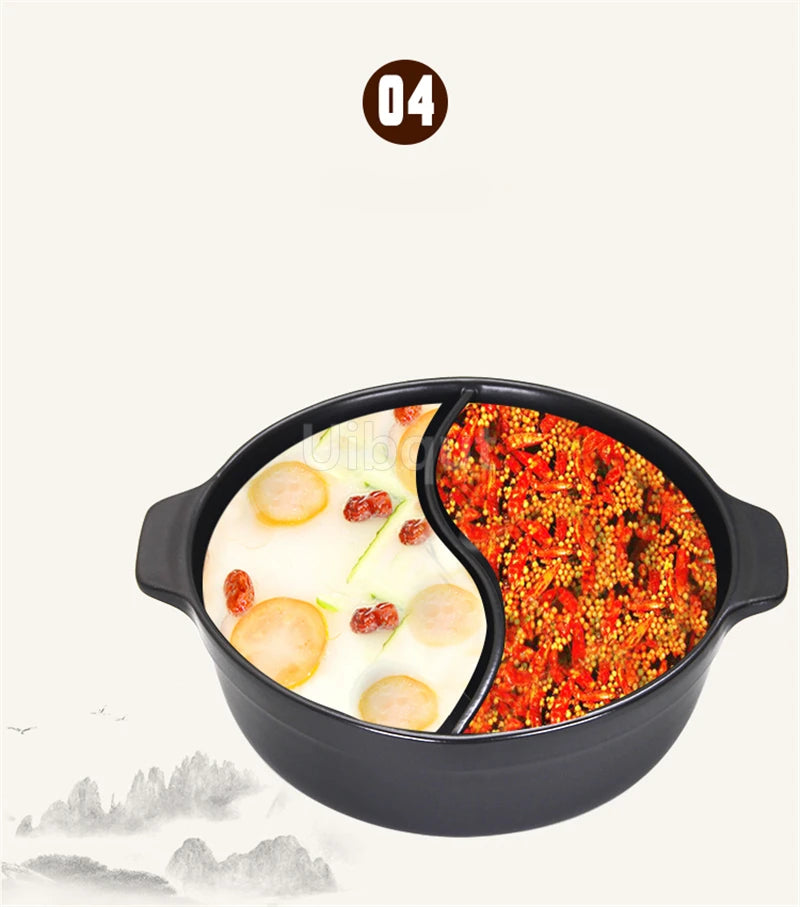 High temperature resistant ceramic casserole two-flavor hot pot Commercial electric ceramic stove hot pot Stew pot Casserole
