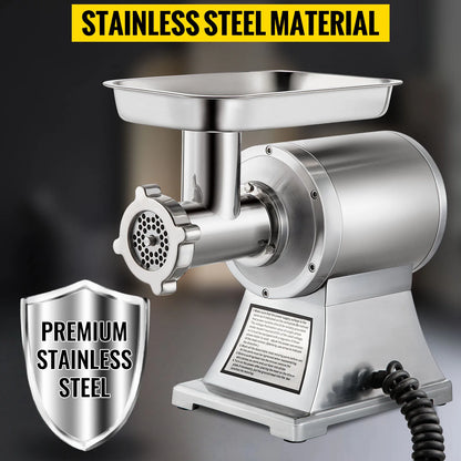 VEVOR Commercial Meat Grinder 550LB/h Electric Sausage Maker Stainless Steel with 2 Blades, Grinding Plates & Stuffing Tubes