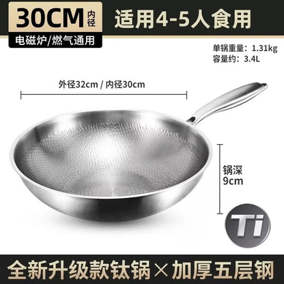 Titanium Wok Uncoated Titanium Wok Household Flat Bottom Non-stick Wok