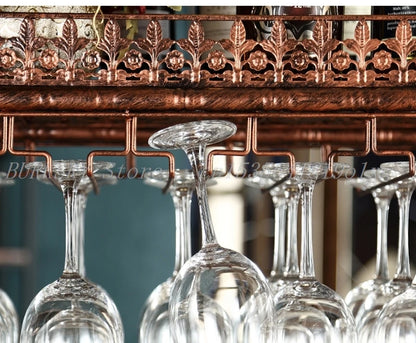 Metal Wine Glass Rack Upside Down Ceiling Hanging Goblet Glass Cup Holder Hanger Storage Home Bar Pub Wine Shelf Rack Organizer