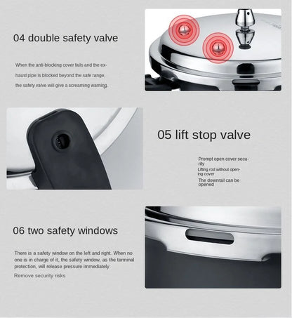 Ultra-Durable Stainless Steel Pressure Cooker for Gas and Induction Stoves with Non-Stick Coating and Safety Features