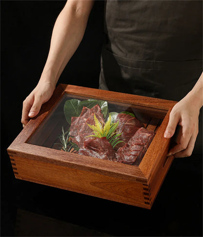 Japanese cuisine wooden sashimi Sushi box with lid fish salmon boxs wooden boxs beef plate box restaurant tableware food storage