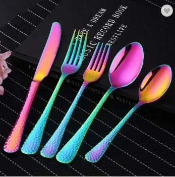 Buyer Star 5-45PCS Dream Color Flatware Gold Black Dinner Tableware Silverware Dinner Fork Spoon Knife Cutlery Set Drop Shipping