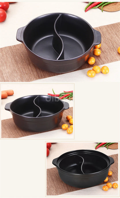 High temperature resistant ceramic casserole two-flavor hot pot Commercial electric ceramic stove hot pot Stew pot Casserole