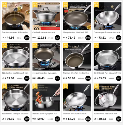 KENGQIANG Pure titanium frying pan Fish scale hammer uncoated non-stick pan Induction cooker universal with lid