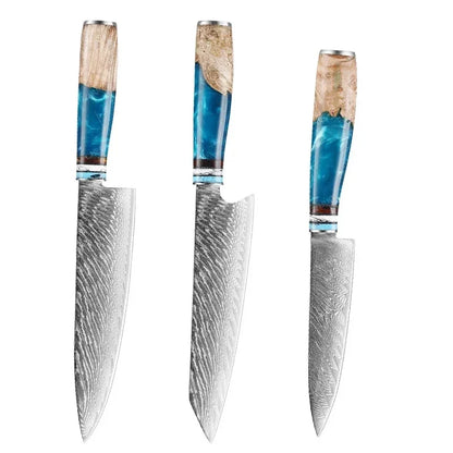 1-10pcs Japanese Santoku Knife Sharp Meat Cleaver Damascus Kitchen Knives Set Meat Cutting Chef Knife Fruit Knife Cooking Tools