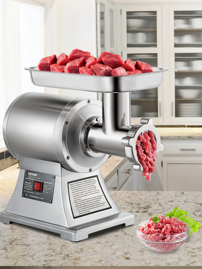VEVOR Commercial Meat Grinder 550LB/h Electric Sausage Maker Stainless Steel with 2 Blades, Grinding Plates & Stuffing Tubes