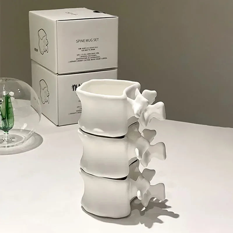 TingKe-Nordic Ins Style Creative Spine Shape Combination Ceramic Coffee Cup, Water Cup, Funny Orthopedic Doctor Gift, Bone Mug