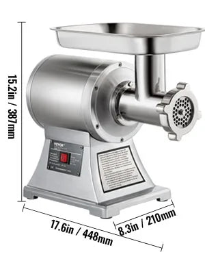 VEVOR Commercial Meat Grinder 550LB/h Electric Sausage Maker Stainless Steel with 2 Blades, Grinding Plates & Stuffing Tubes