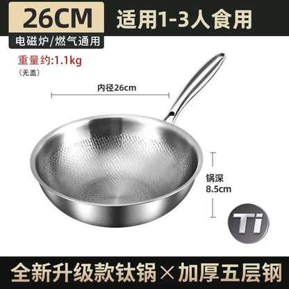Titanium Wok Uncoated Titanium Wok Household Flat Bottom Non-stick Wok