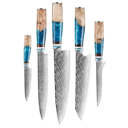 1-10pcs Japanese Santoku Knife Sharp Meat Cleaver Damascus Kitchen Knives Set Meat Cutting Chef Knife Fruit Knife Cooking Tools