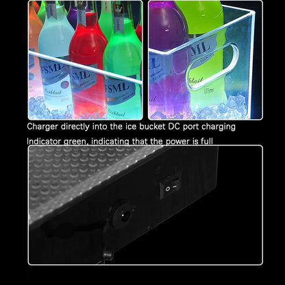 12-24 Capacity Transparent Acrylic PC Material LED White / Colorful KTV Bar Champagne Cocktail Ice Bucket Beer Plastic Wine Box