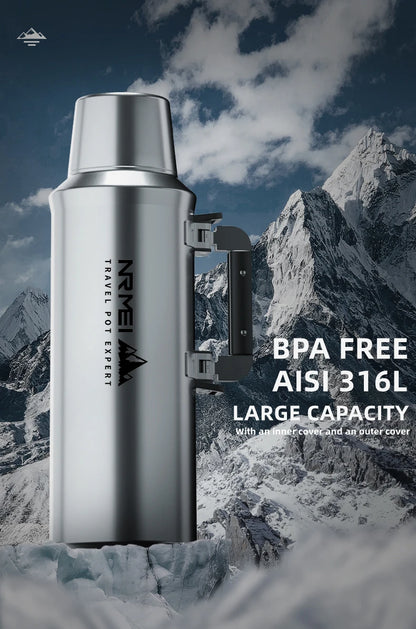 Stainless Steel Thermos Bottle, Vacuum Flask, Large Capacity, Outdoor Portable Thermal Jug, Insulated Water Bottle, 3.0L, 4.0L