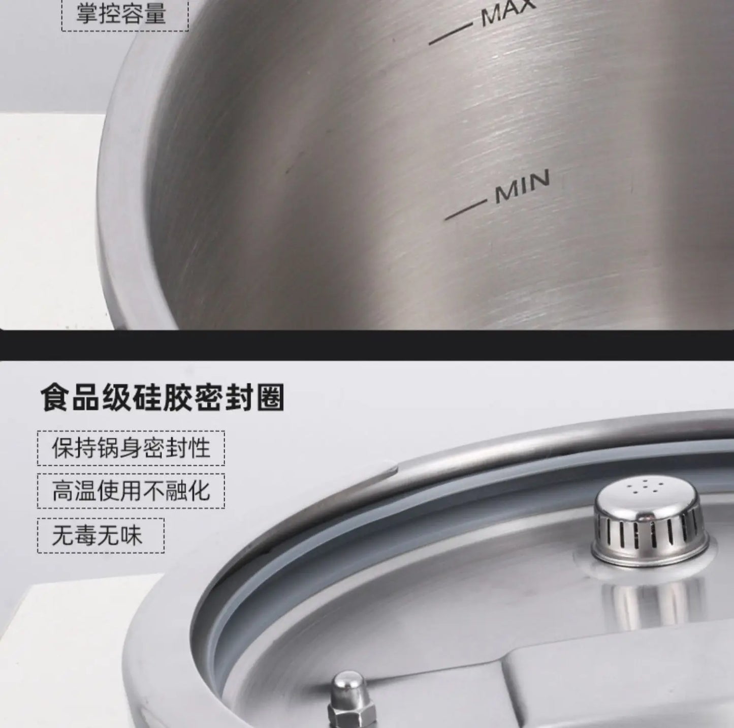 Thickened Pressure Cooker for Home Use, 316 Stainless Steel, Anti-Explosion, Gas and Induction Cookers Compatible