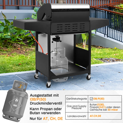 4+1 Burner Gas Grill with Side Burner 52,000 BTUs, Big Cooking Area, Propane BBQ Grill with Stainless Steel Panel for Outdoor