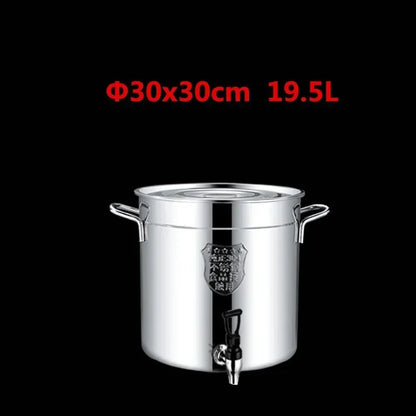 304 stainless steel pot faucet dispenser Large big capacity water storage bucket barrel soup bucket with lid soup pot cookware