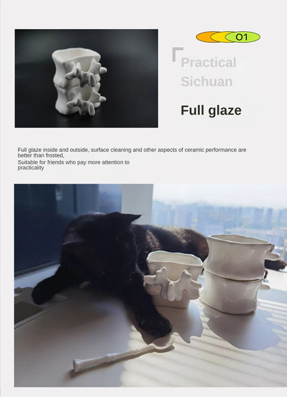 TingKe-Nordic Ins Style Creative Spine Shape Combination Ceramic Coffee Cup, Water Cup, Funny Orthopedic Doctor Gift, Bone Mug