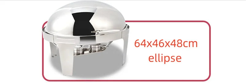 6L9L ellipse Food Warmer Stove Round Flip-Top Visual Buffet Stove Restaurant Stainless Steel Self-Service Tableware chafing dish