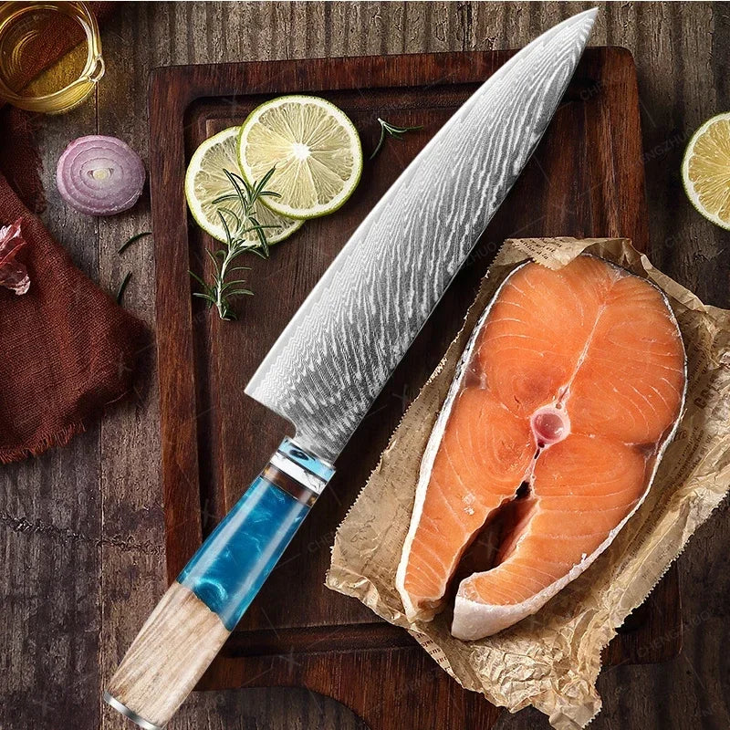 1-10pcs Japanese Santoku Knife Sharp Meat Cleaver Damascus Kitchen Knives Set Meat Cutting Chef Knife Fruit Knife Cooking Tools
