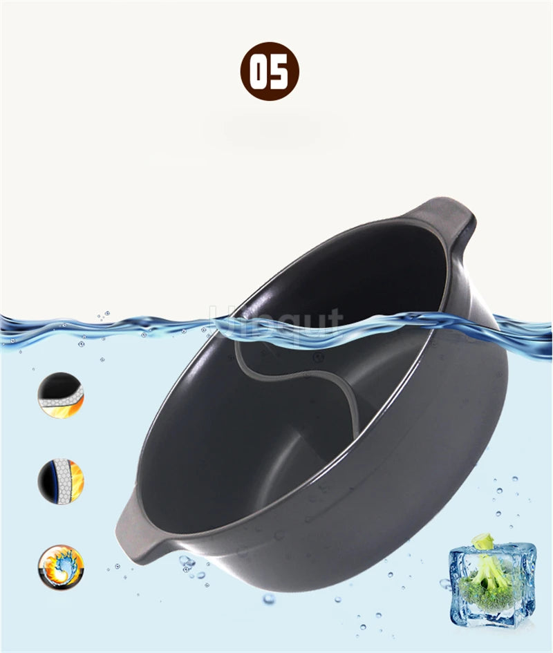 High temperature resistant ceramic casserole two-flavor hot pot Commercial electric ceramic stove hot pot Stew pot Casserole