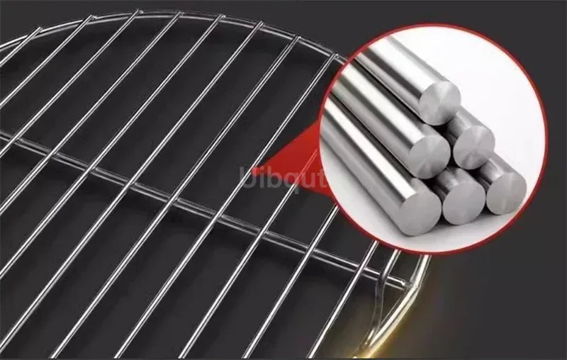 Stainless Steel 304 Food Grade 18-60CM ROUND BBQ Charcoal Grate Barbecue Grill Wire Grid Mesh Net with Two handles mesh net