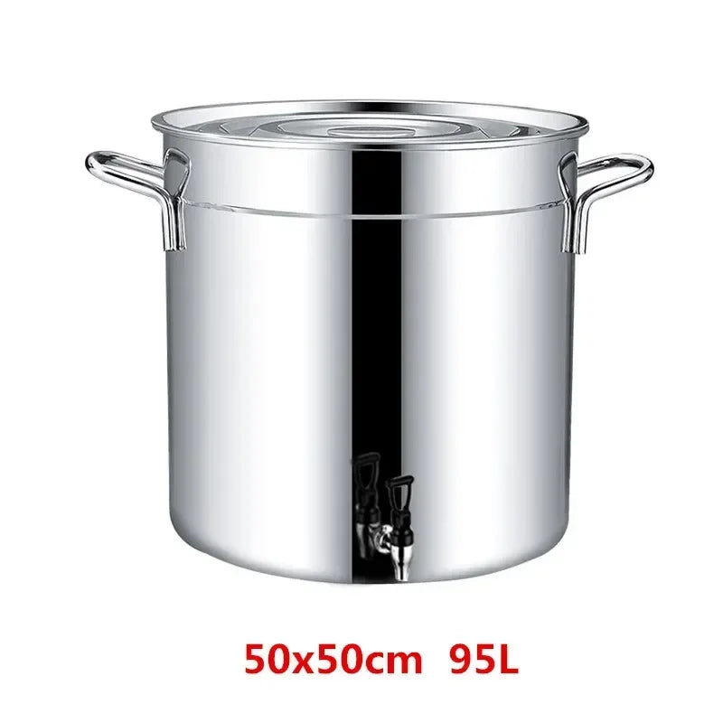 304 stainless steel pot faucet dispenser Large big capacity water storage bucket barrel soup bucket with lid soup pot cookware