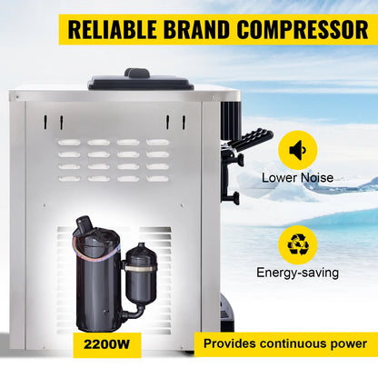 VEVOR Soft Ice Cream Machines 18-28L/H Commercial Sorbet Coolers Tricolor Desktop Sweet Cone Freezing Equipment Vending Machine