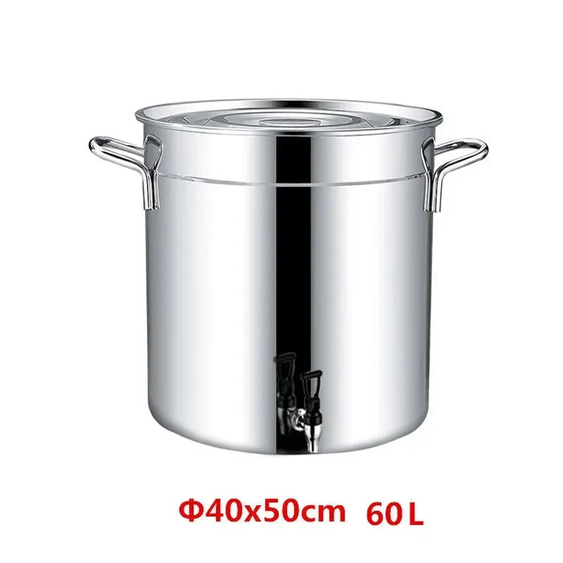 304 stainless steel pot faucet dispenser Large big capacity water storage bucket barrel soup bucket with lid soup pot cookware