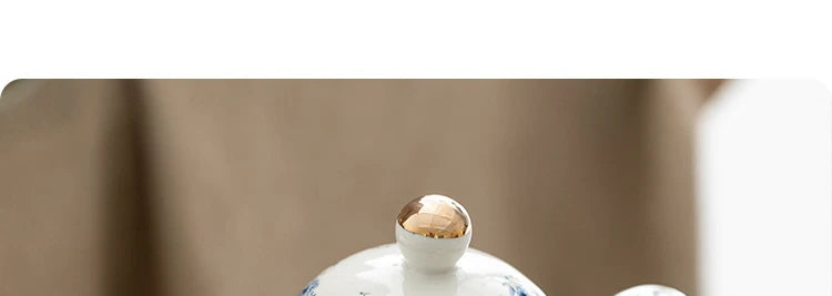Ceramic tea set Garden style English style afternoon tea retro flower tea teapot can be heated blue and white cup saucer pot set