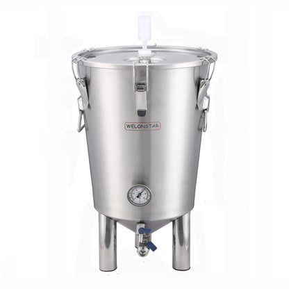 Stainless Steel Fermentation Tank - 35 liters Home Brewing Conical Fermenter - Tri-Clamp Fittingl - for Beer, Wine