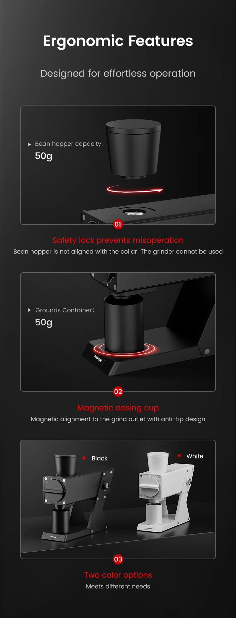MHW-3BOMBER F74 Navigator Electric Grinder Flat Burr Set Coffee Grinder with 90 Stepless for Espresso & Pour Over Home Cafe Tool