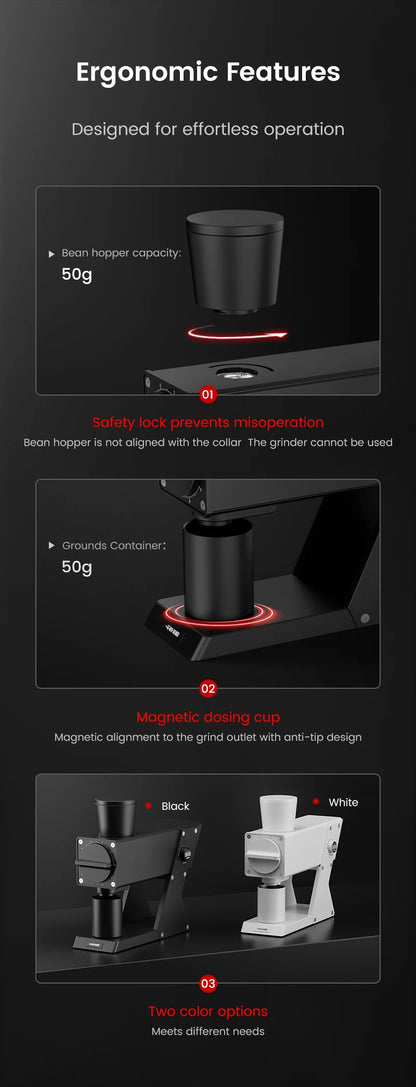 MHW-3BOMBER F74 Navigator Electric Grinder Flat Burr Set Coffee Grinder with 90 Stepless for Espresso & Pour Over Home Cafe Tool