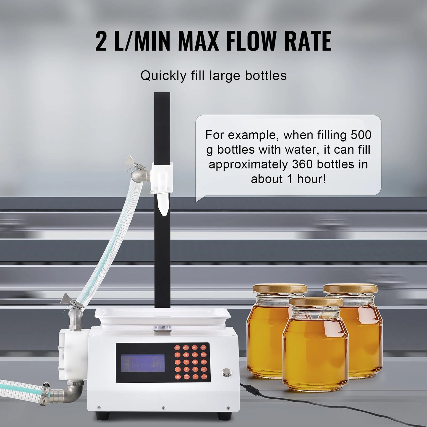 SucceBuy Automatic Liquid Filling Machine Bottle Water Filler Gear Pump Digital Control for Perfume Beverage Olive Oil 50-5000g