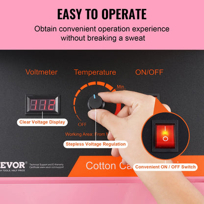 SucceBuy Electric Cotton Candy Machine 1000W Candy Floss Maker Commercial Cotton Candy Machine Stainless Steel Bowl Sugar Scoop