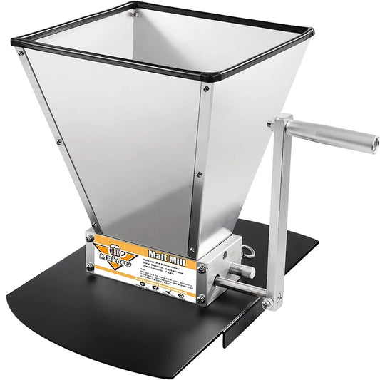 7.7LB Manual Malt Mill 2 Roller Stainless Steel Grain Crusher With Metal Base for Wheat Corn,Compatible with Electric Drill
