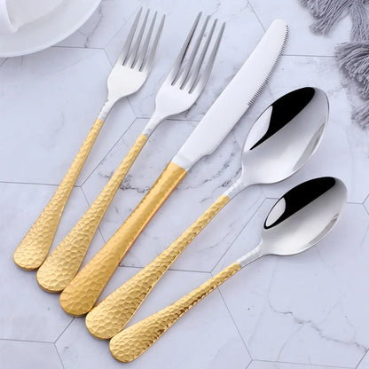 Buyer Star 5-45PCS Dream Color Flatware Gold Black Dinner Tableware Silverware Dinner Fork Spoon Knife Cutlery Set Drop Shipping