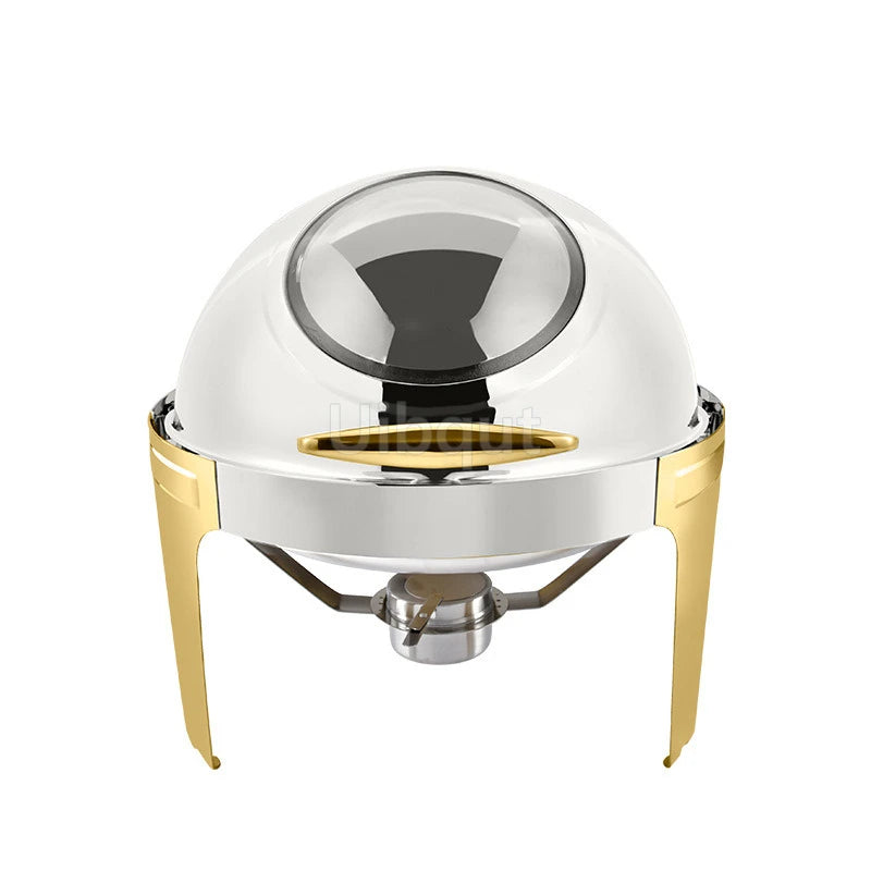 6L9L ellipse Food Warmer Stove Round Flip-Top Visual Buffet Stove Restaurant Stainless Steel Self-Service Tableware chafing dish