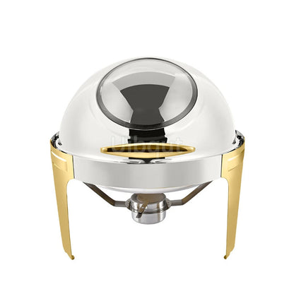 6L9L ellipse Food Warmer Stove Round Flip-Top Visual Buffet Stove Restaurant Stainless Steel Self-Service Tableware chafing dish