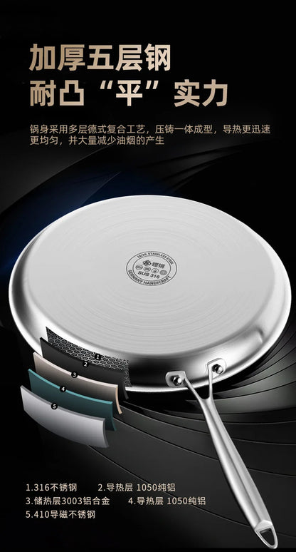 316 Pizza Plate Puff Pastry Dedicated Pot Flat Non-Stick Pan Household Pancake Palte Steak Frying Pan Cake Crust Pancake Maker