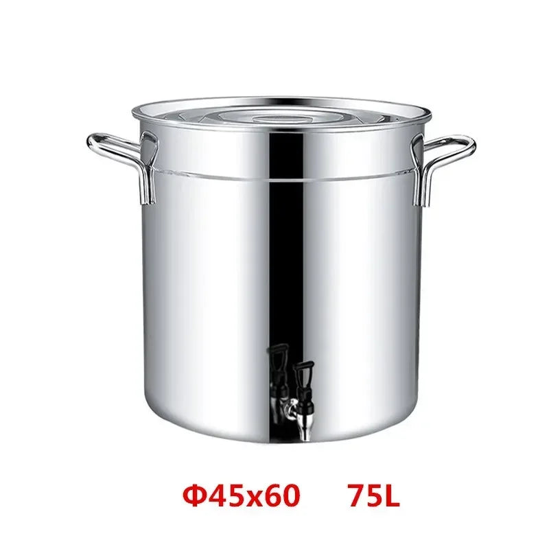 304 stainless steel pot faucet dispenser Large big capacity water storage bucket barrel soup bucket with lid soup pot cookware