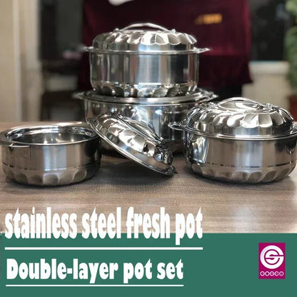 3/4/6/21/28PCS Double-Deck Stainless Steel Silver Pots Sets Cuisine Lunchboxes Food Container Heat Preservation Insulation Box