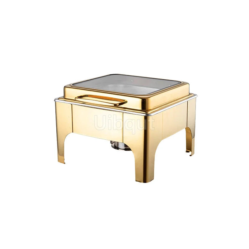 6L9L ellipse Food Warmer Stove Round Flip-Top Visual Buffet Stove Restaurant Stainless Steel Self-Service Tableware chafing dish