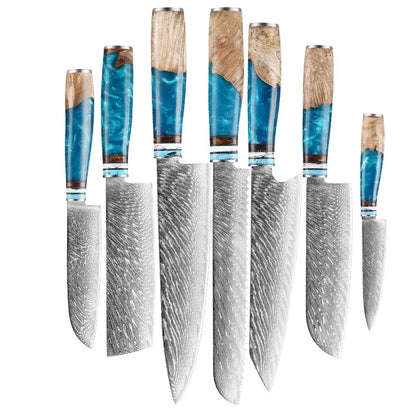 1-10pcs Japanese Santoku Knife Sharp Meat Cleaver Damascus Kitchen Knives Set Meat Cutting Chef Knife Fruit Knife Cooking Tools