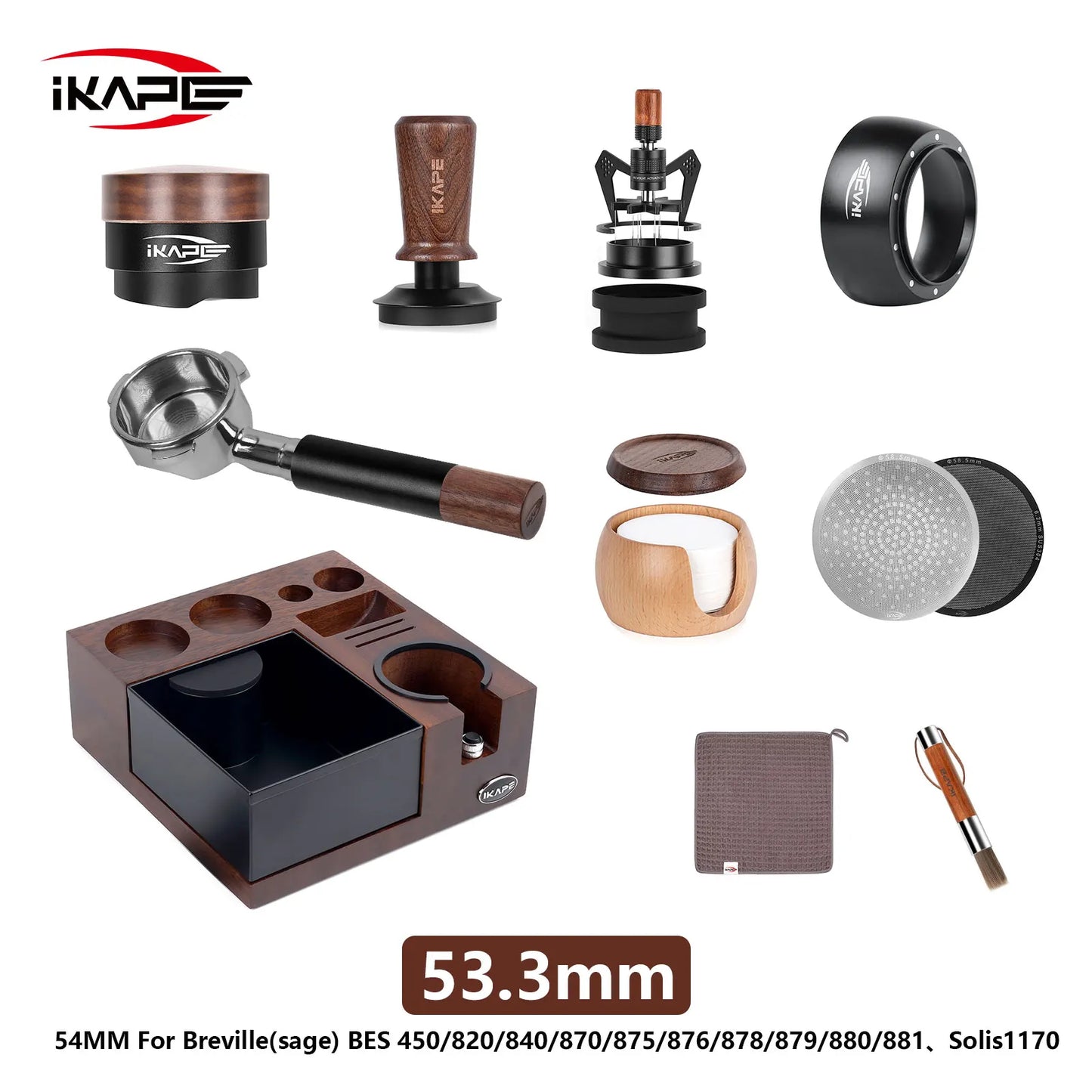 IKAPE Espresso products Wooden set, Coffee Tool Set with V5 Know Box, Coffee Utensils Gift Set for Baristas