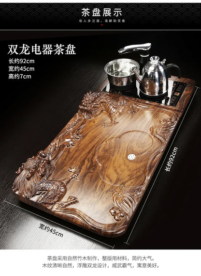 Solid Wood Tea Tray Purple Sand Kung Fu Tea Set Home  Induction Cooker Drinkware Tazas De Te Coffeeware Teawar