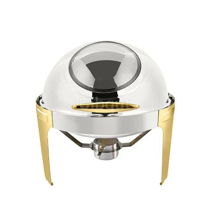 6L9L ellipse Food Warmer Stove Round Flip-Top Visual Buffet Stove Restaurant Stainless Steel Self-Service Tableware chafing dish