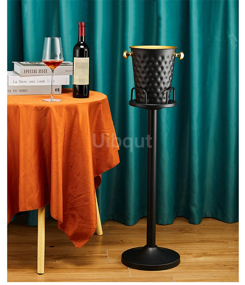 Stainless steel champagne KTV Bar Ice Bucket Bracket ice Luxury red wine bucket Stand Type Cooling Ice Bucket beer cooler