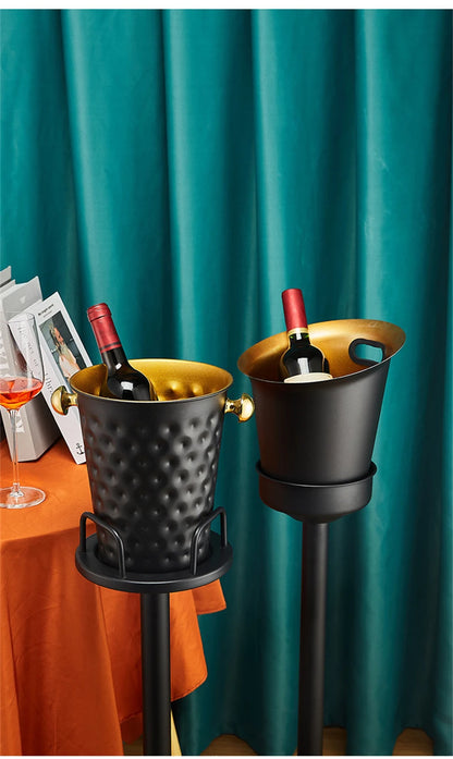 Stainless steel champagne KTV Bar Ice Bucket Bracket ice Luxury red wine bucket Stand Type Cooling Ice Bucket beer cooler