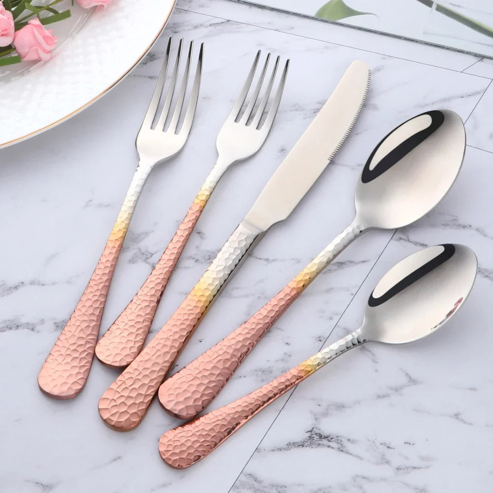 Buyer Star 5-45PCS Dream Color Flatware Gold Black Dinner Tableware Silverware Dinner Fork Spoon Knife Cutlery Set Drop Shipping