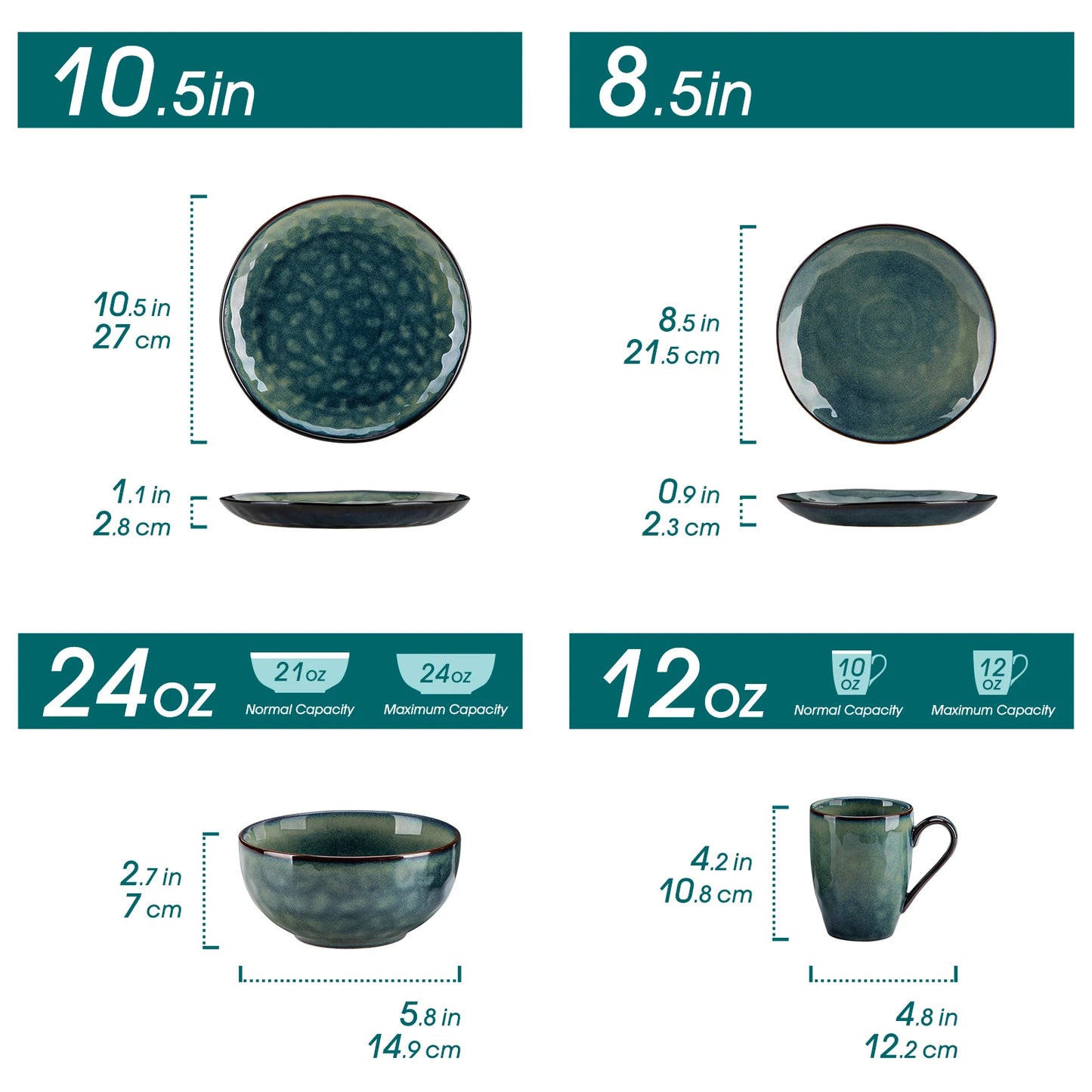 vancasso 16/32/48-Piece Starry Green Dinnerware Set,Kiln Change Glaze Porcelain Tableware Set with Dinner/Dessert Plate,Bowl,Mug